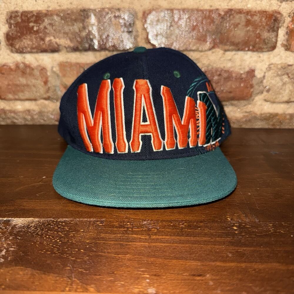 Miami Hurricanes Snapback Hat Cap, Embroidered, One Nation Premium Navy Green
